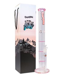 Pink Ganjavibes Honeycomb 20 Inches Two Disk Percolator Glass Bong