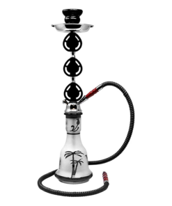 Black Translucent Glass Base Tropical Hookah 22 Inches