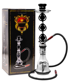 Black Translucent Glass Base Tropical Hookah 22 Inches