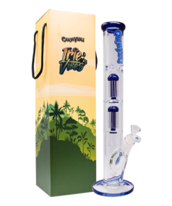 Blue Ganjavibes Double Tree Percolator 17 Inches Glass Bong